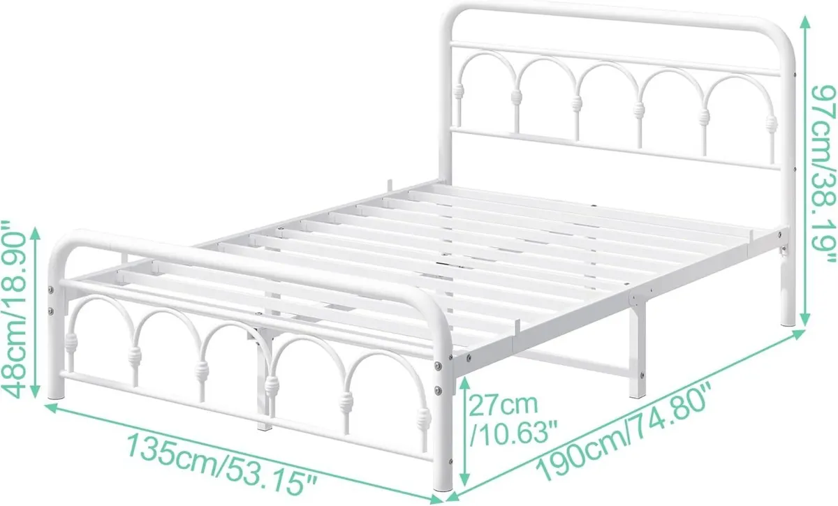 Bed Frame with High Headboard and Footboard - Image 2