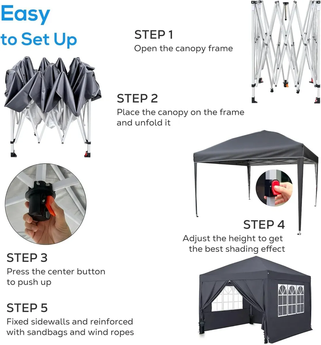 3m X Pop-Up Gazebo Waterproof Garden with 4 - Image 4