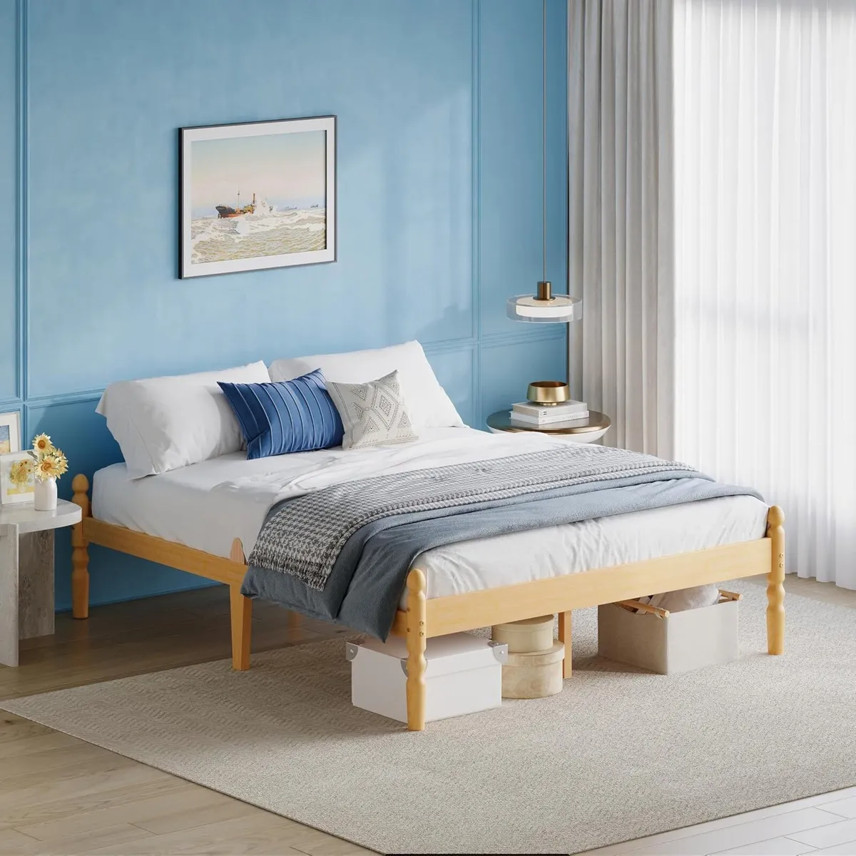Bed Frame 14-Inch Natural Bamboo Wood Platform - Image 3