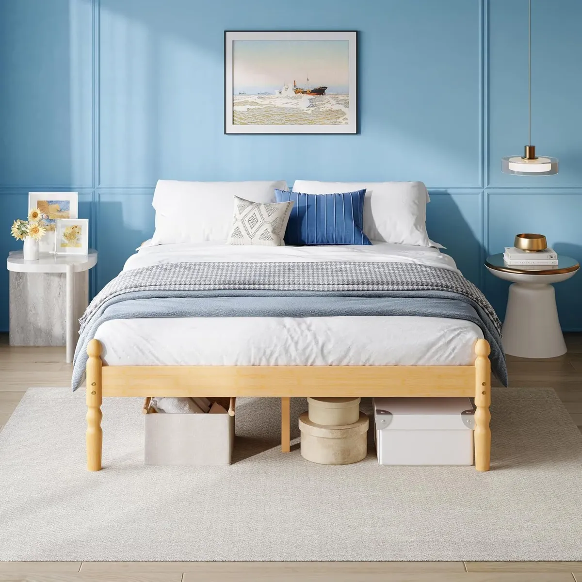 Bed Frame 14-Inch Natural Bamboo Wood Platform - Image 1