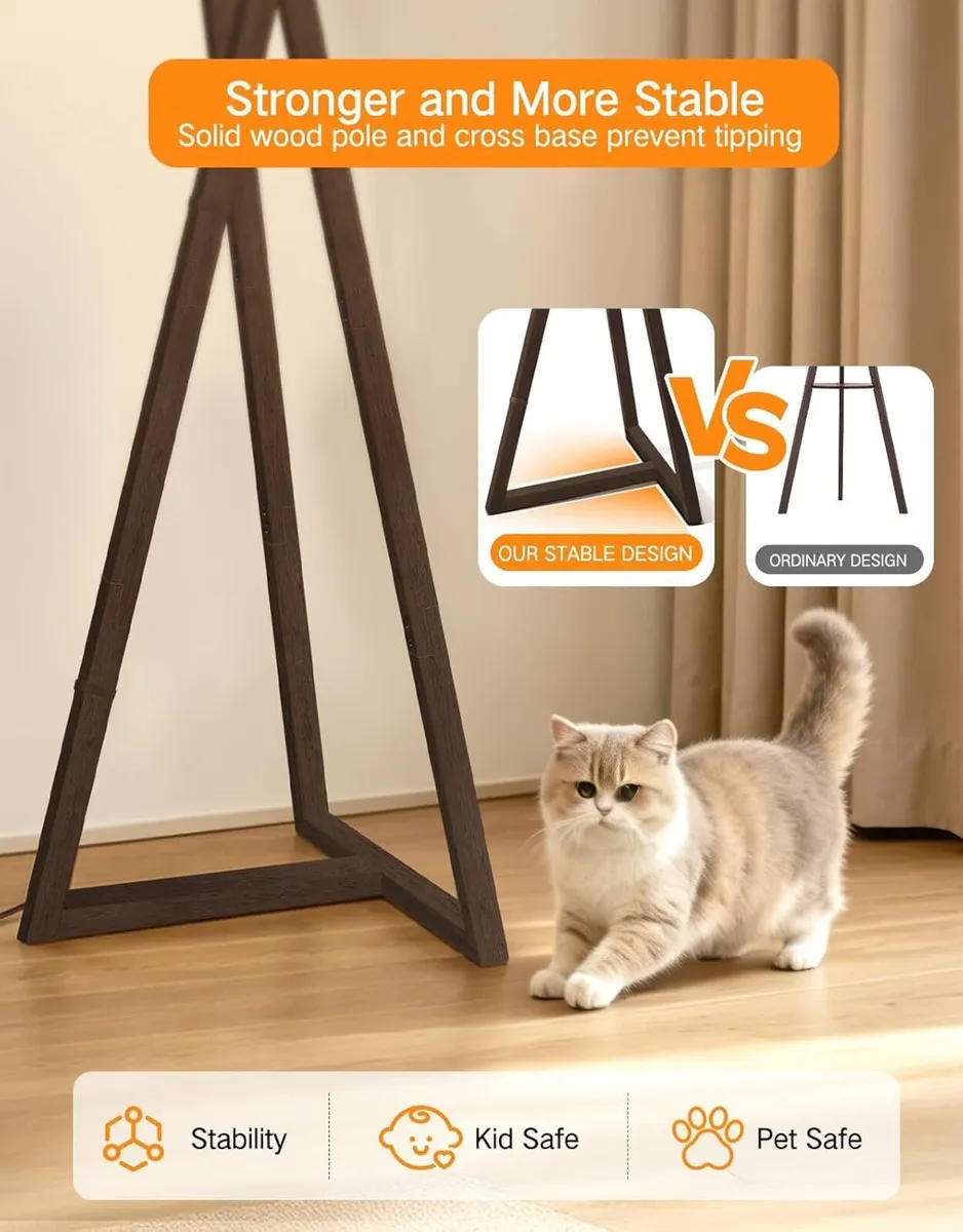 Floor Lamp with Wooden Base and Linen Drum - Image 4