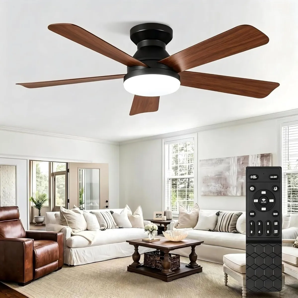 42 Inch Ceiling Fans with Lights and Remote - Image 1