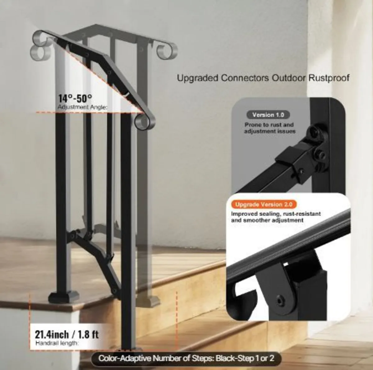 Handrails for Outdoor Steps, 1-2 Step - Image 1