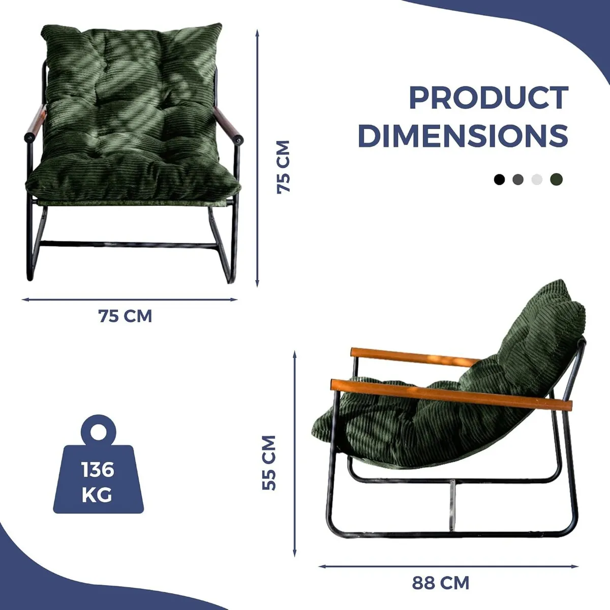 Modern Accent Chair Comfy Armchair for Living Room - Image 2