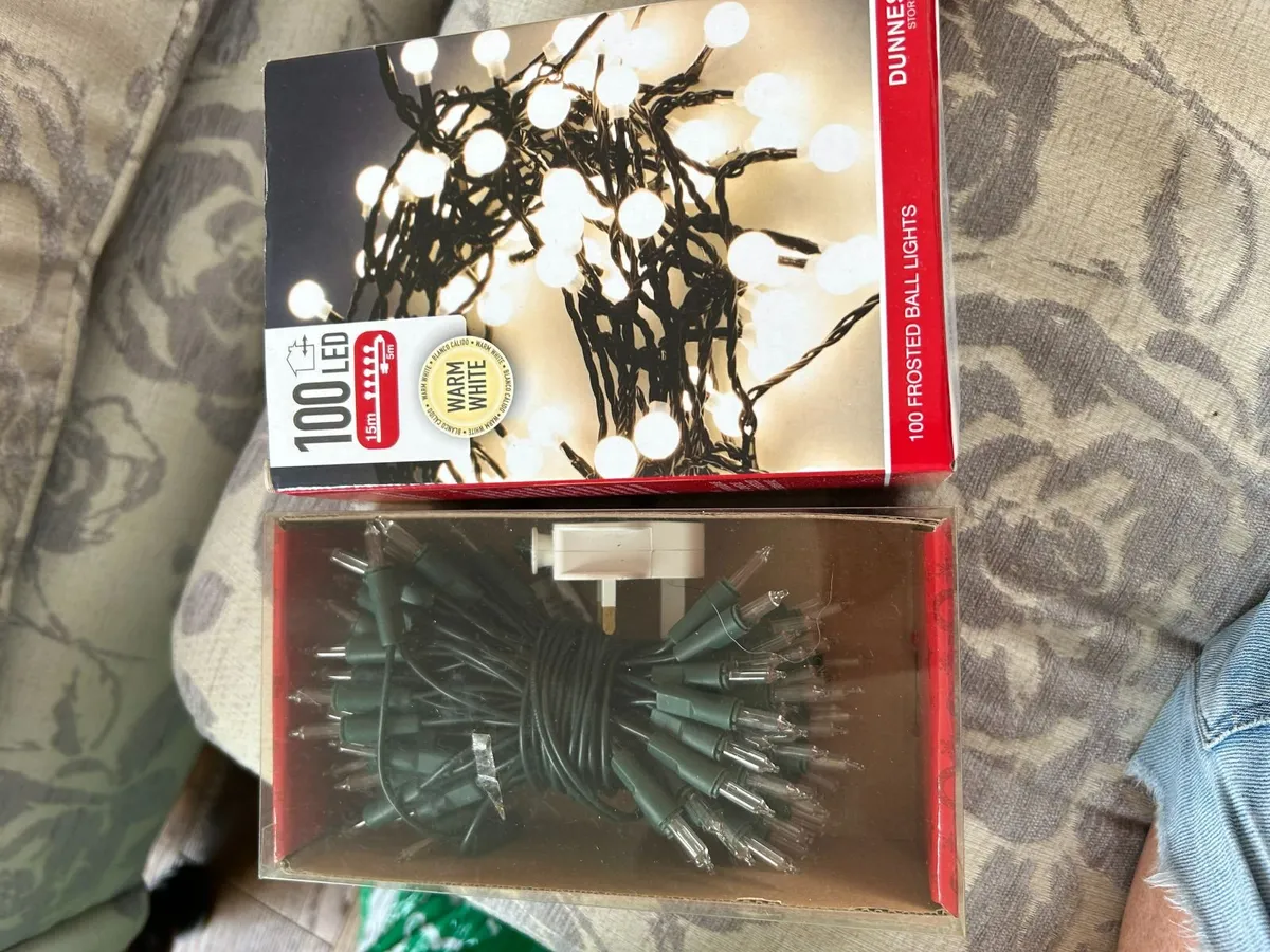 Box filled w/ Christmas Decorations incl. tree std - Image 1