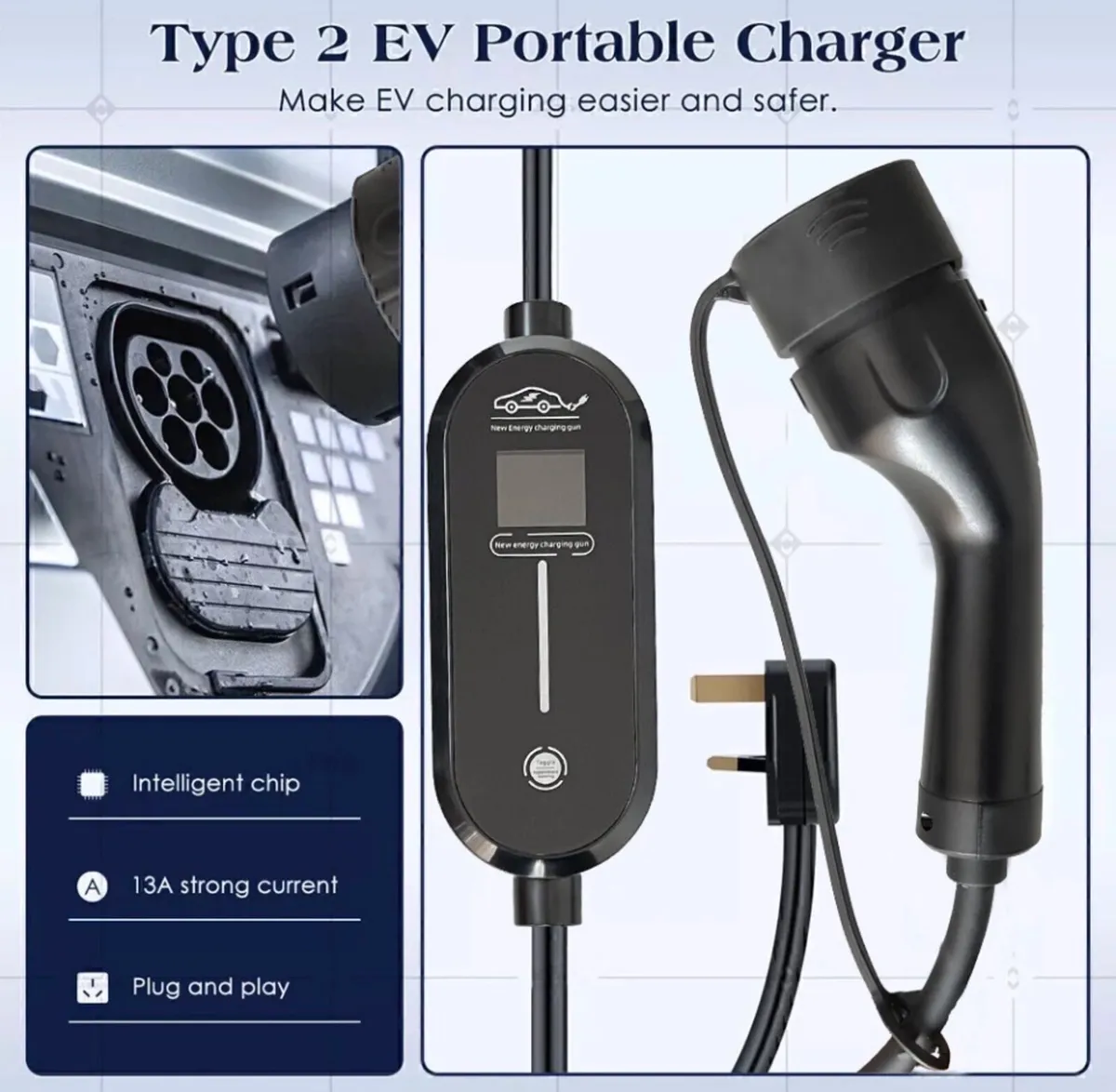 New 3 pin EV Charging Cable Granny Charger 5Metre - Image 1