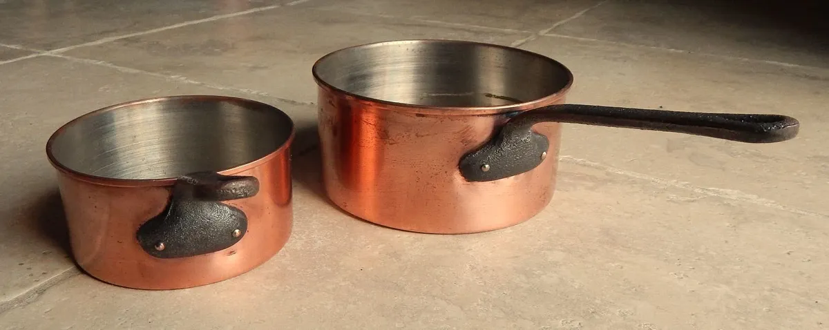 2 Hand Made Copper Saucepans - Image 4