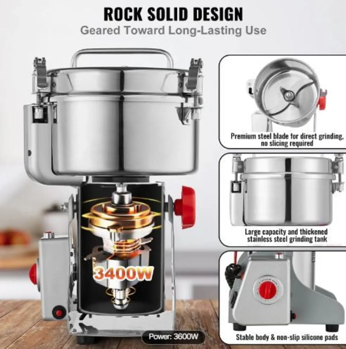 2500g Electric Grain Mill Grinder, High Speed - Image 1