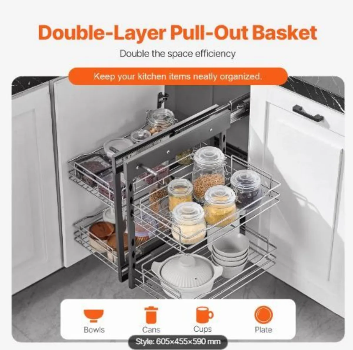 Min 15"W Opening Blind Corner Pull Out Organizer - Image 3