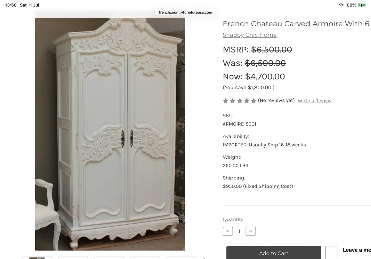 Large Chateau French Carved Armoire - Image 4