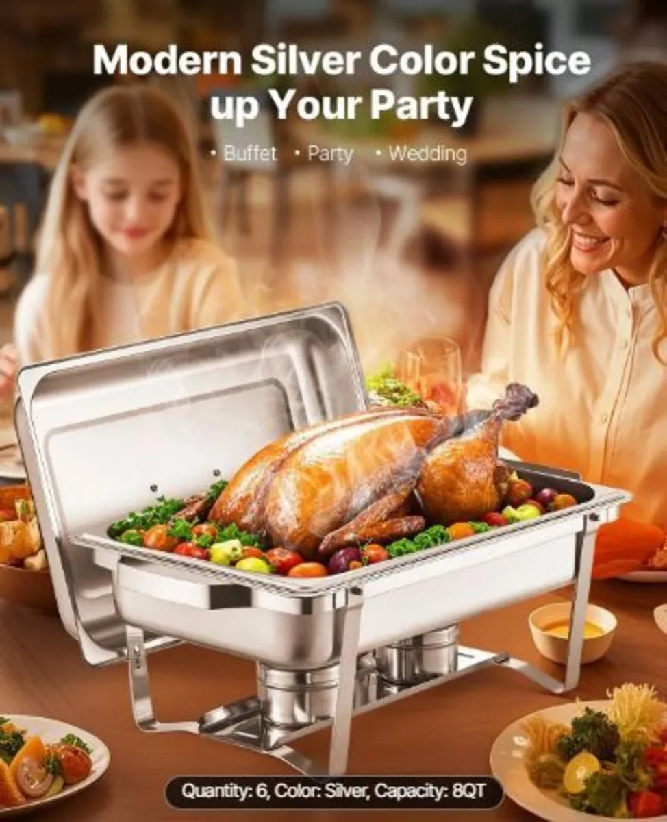 Chafing Dish Buffet Set, 8 Qt 6 Pack - Image 1