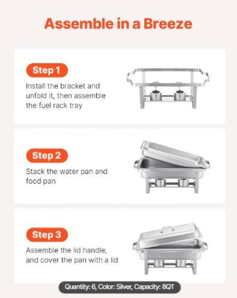 Chafing Dish Buffet Set, 8 Qt 6 Pack - Image 3