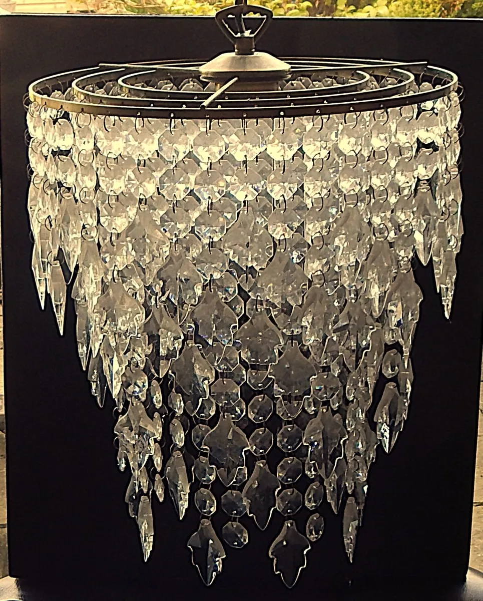 3-Tiered Acrylic Bead Chandelier, Metal Chain - Image 4