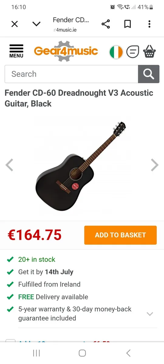 Fender CD-60 right-handed guitar - Image 1
