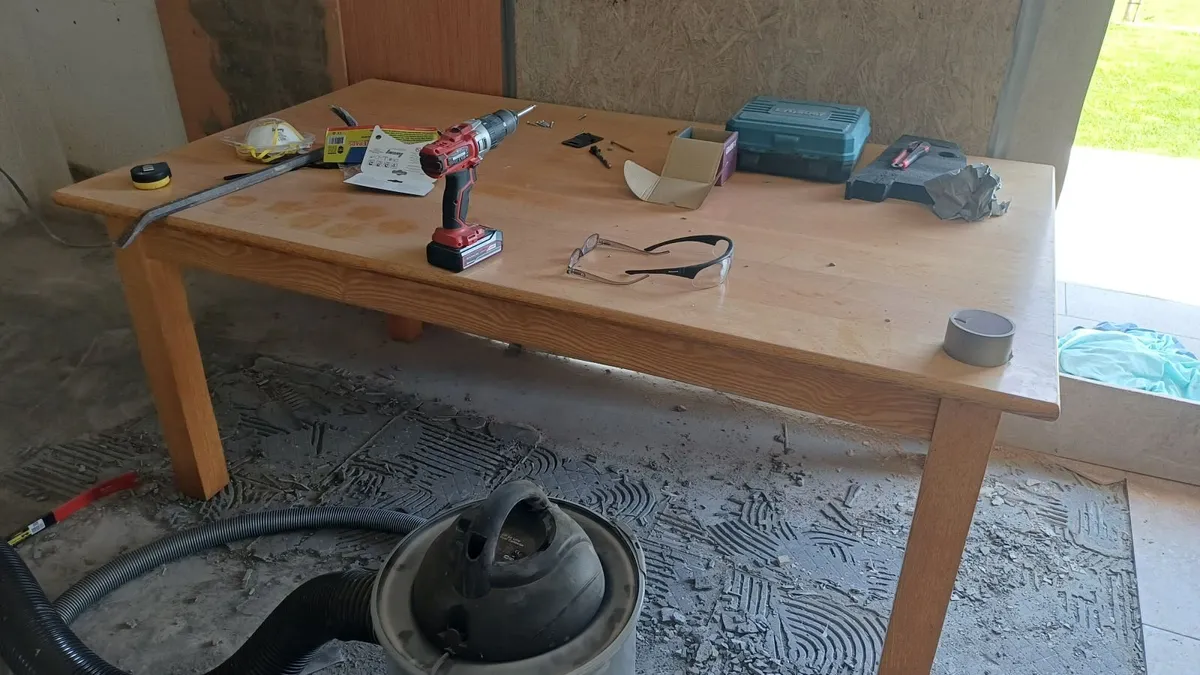 Solid Ash Table and side board - Image 2