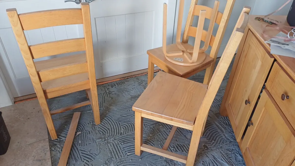 Solid Ash Table and side board - Image 3