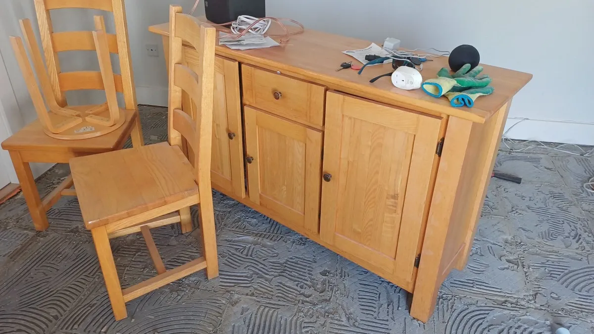 Solid Ash Table and side board - Image 1