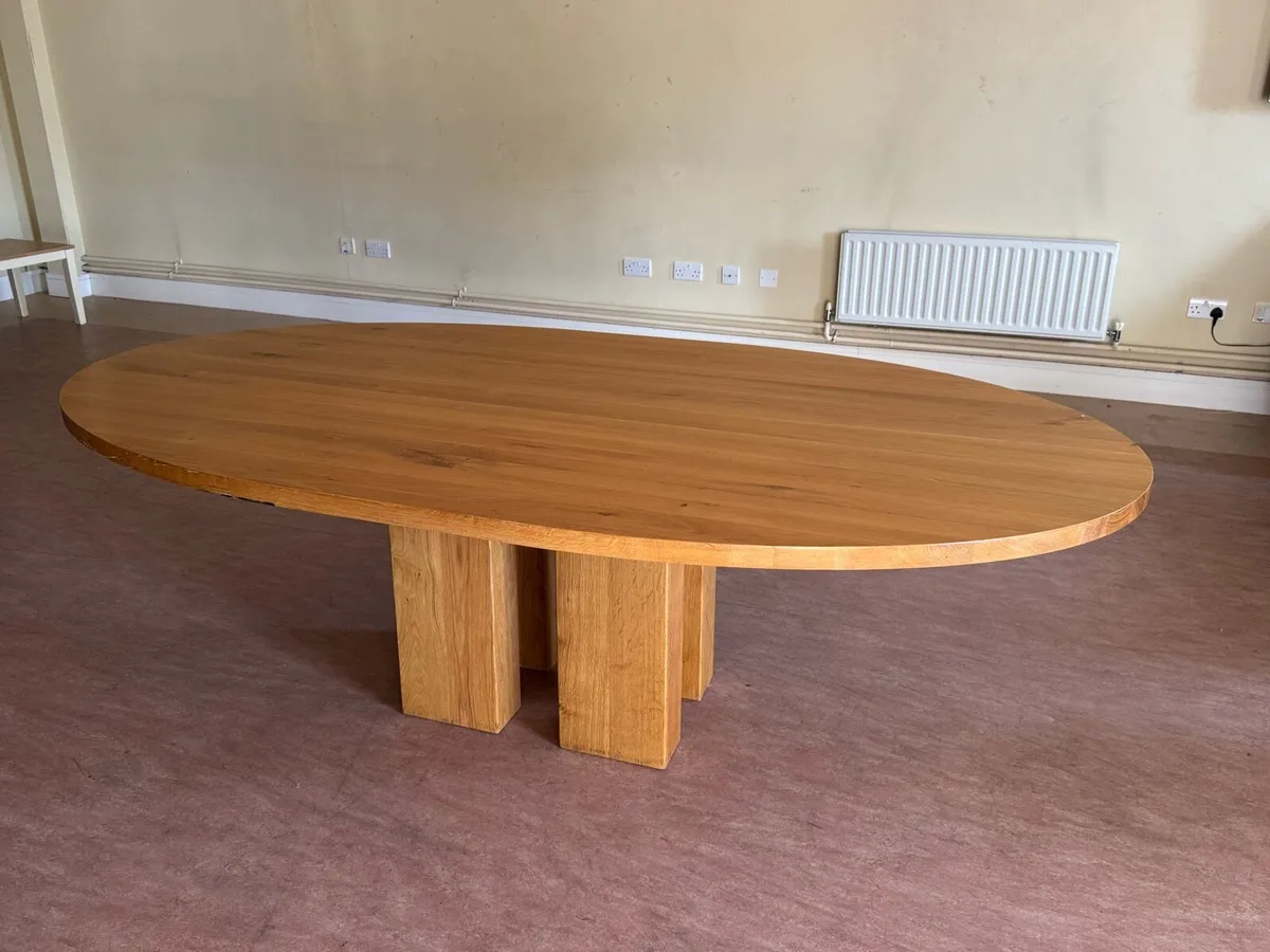 Large Solid Oak Oval Dining Table – 233cm x 125cm - Image 1