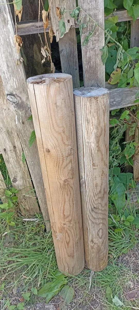 Pair of Circular Timber Supports - Image 2