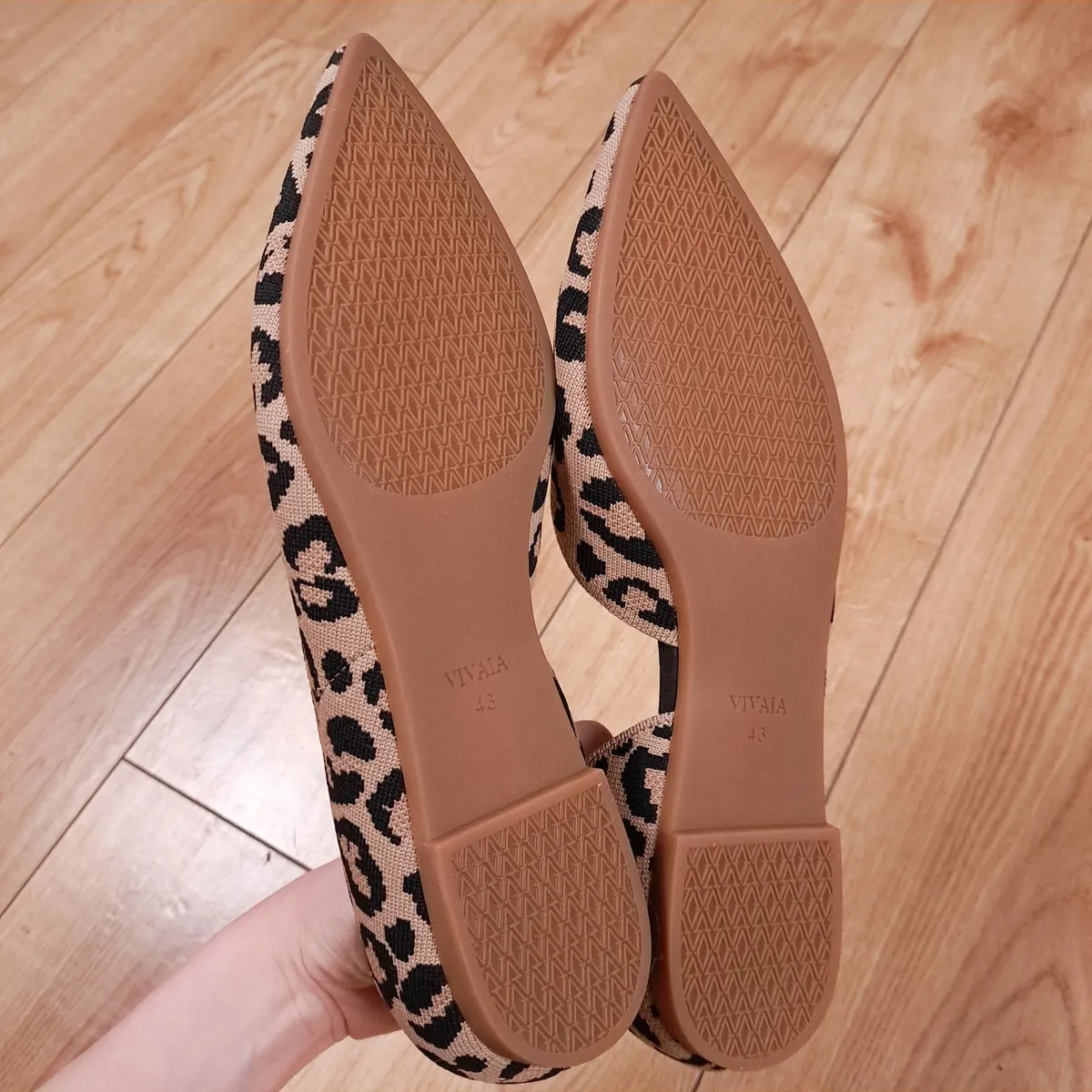 Vivaia Leopard Pointed Toe Knit Flat Shoes 43EU - Image 3