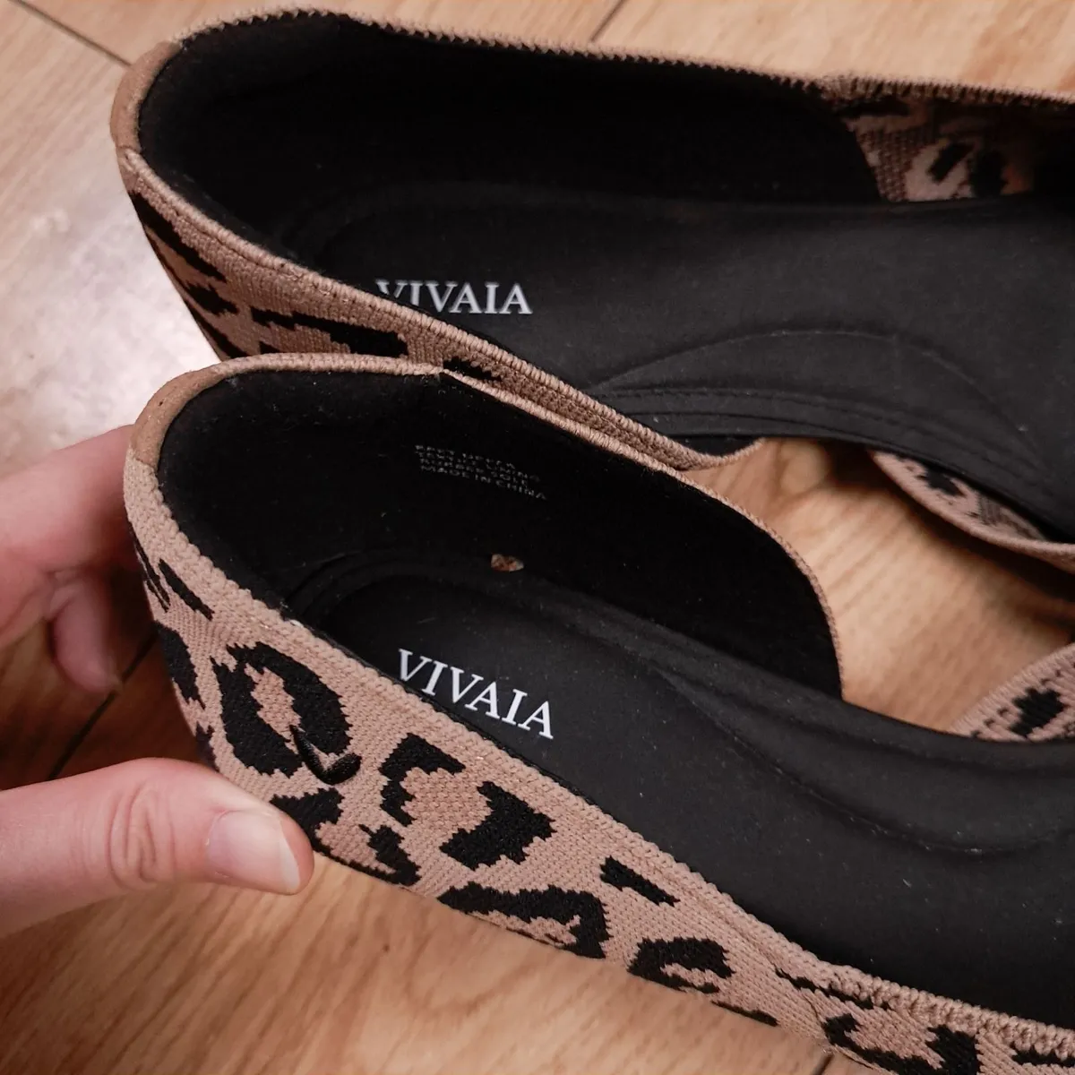 Vivaia Leopard Pointed Toe Knit Flat Shoes 43EU - Image 4