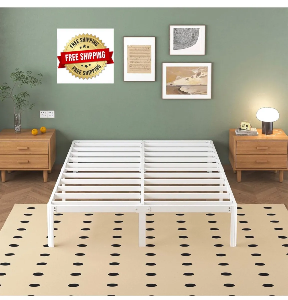 White Double Bed Frame 4ft6 with Rounded Corner Le - Image 1