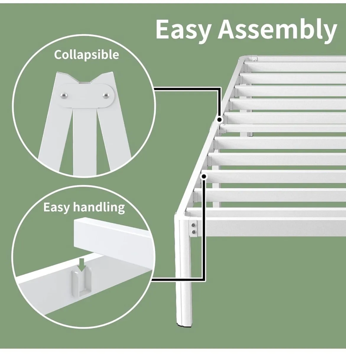 White Double Bed Frame 4ft6 with Rounded Corner Le - Image 2