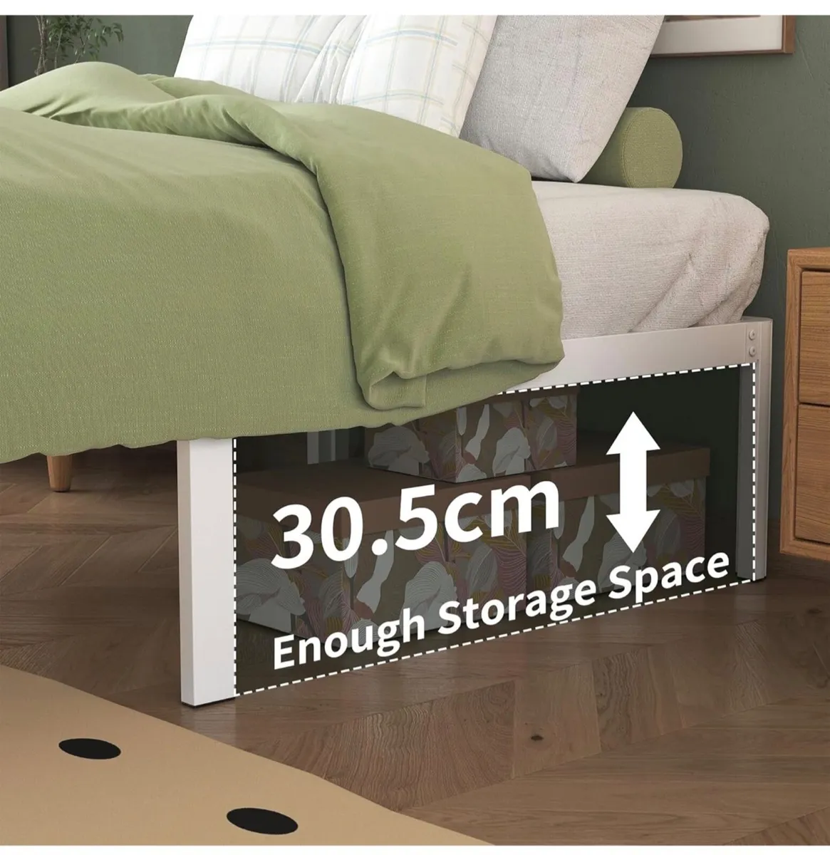 White Double Bed Frame 4ft6 with Rounded Corner Le - Image 3