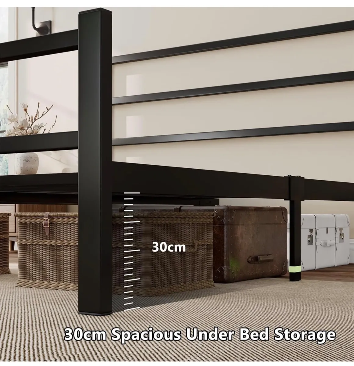 Metal Double Bed Frame With Stylish Headboard And - Image 4