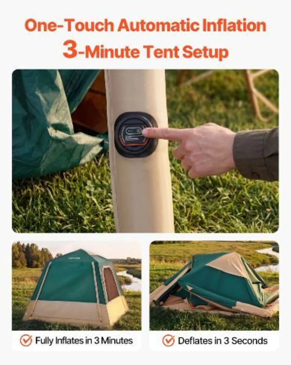Camping Tent, 4 Person Inflatable Cabin - Image 2