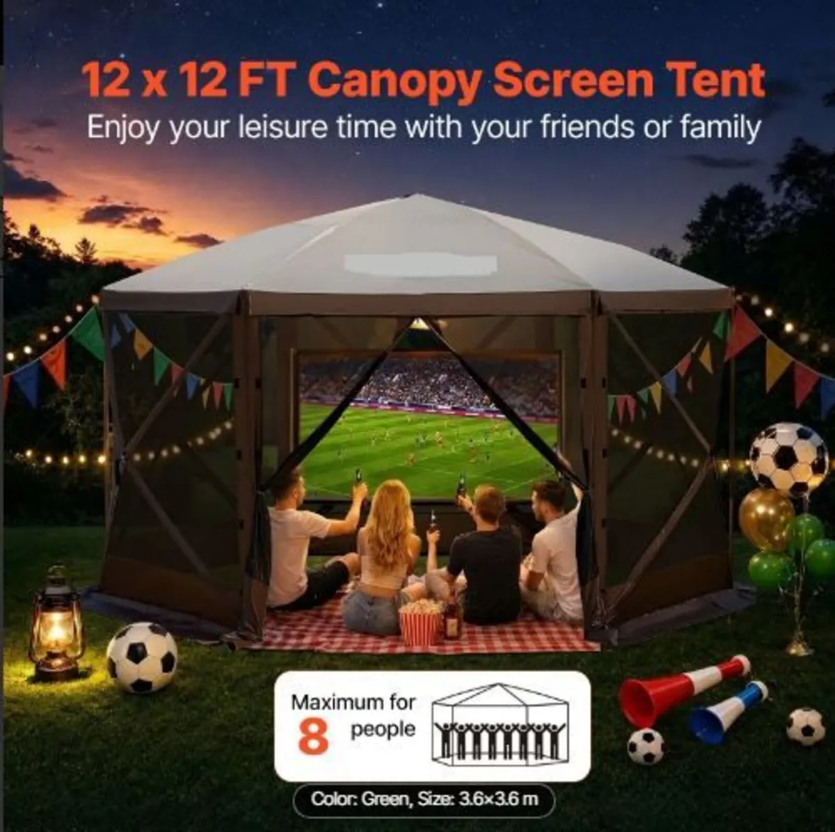 Gazebo Screen Tent, 12 x 12 ft - Image 1