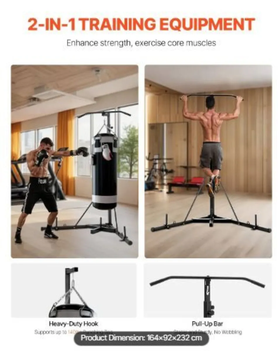 2 in 1 Punching Bag Stand, Steel Heavy Duty - Image 3
