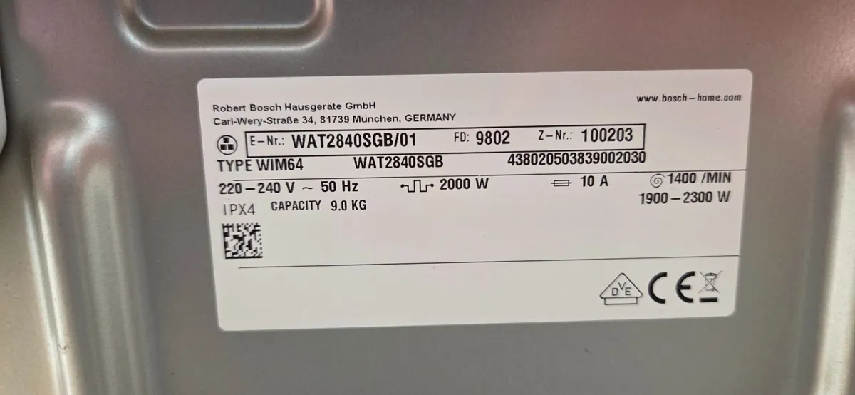BOSCH Serie 6 washing machine WAT2840SGB - Image 3