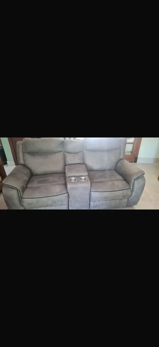 Grey Reclining Sofa Sets - Cup Holders & Charging - Image 3