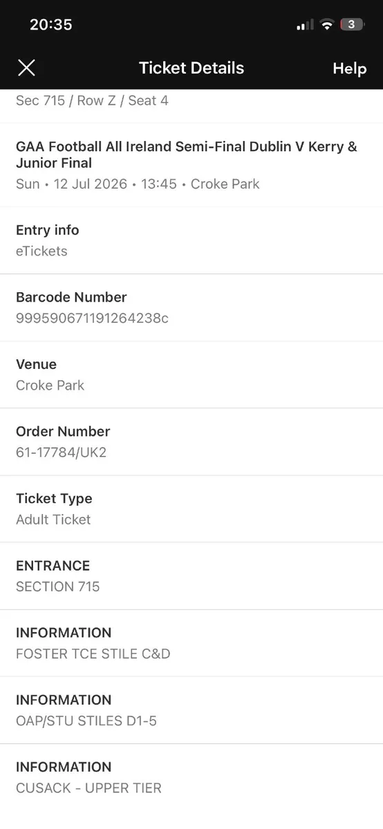 GAA football semi final ticket (s) - Image 1