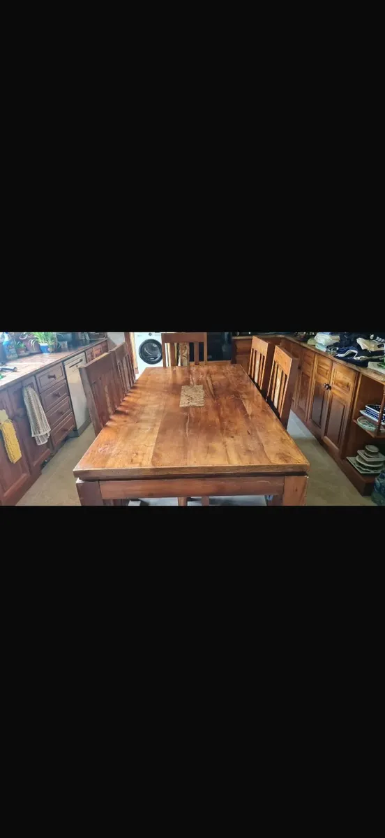 Solid Teak Dining Table & 6 Chairs - Image 1