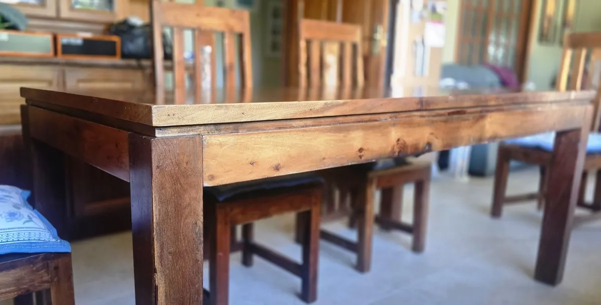 Solid Teak Dining Table & 6 Chairs - Image 2