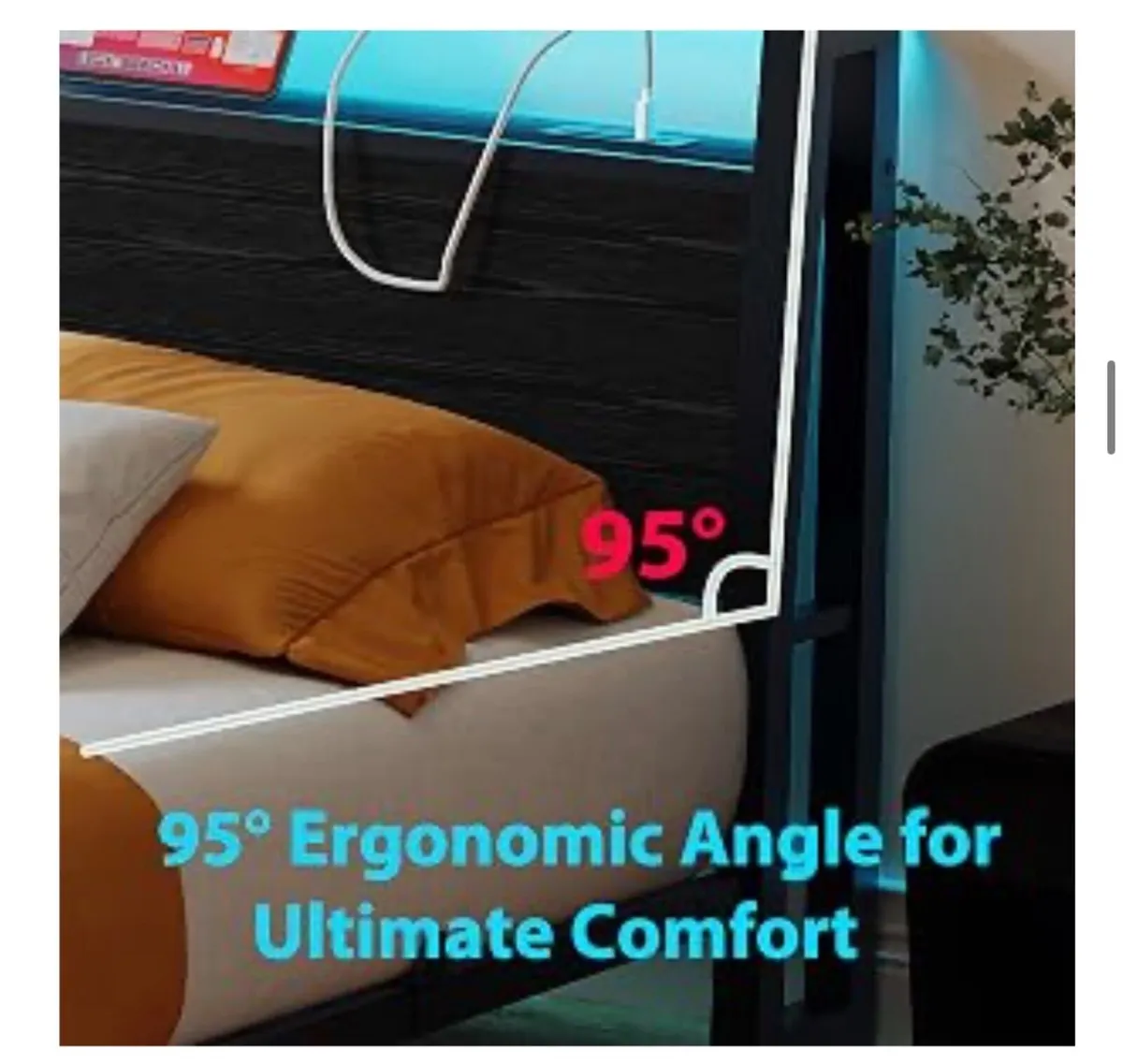 4ft6 Double Bed Frame with Ergonomic Storage Headb - Image 2
