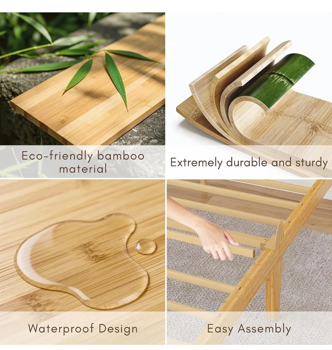 Wooden Double Bed Frame - Modern Style Bamboo Wood - Image 4