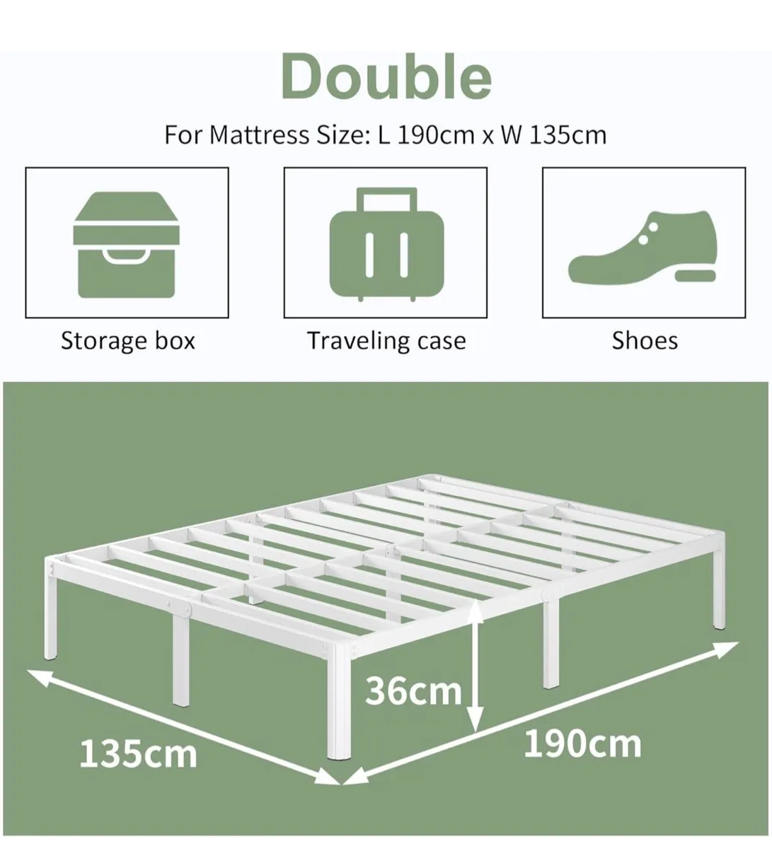 White Double Bed Frame 4ft6 with Rounded Corner Le - Image 2
