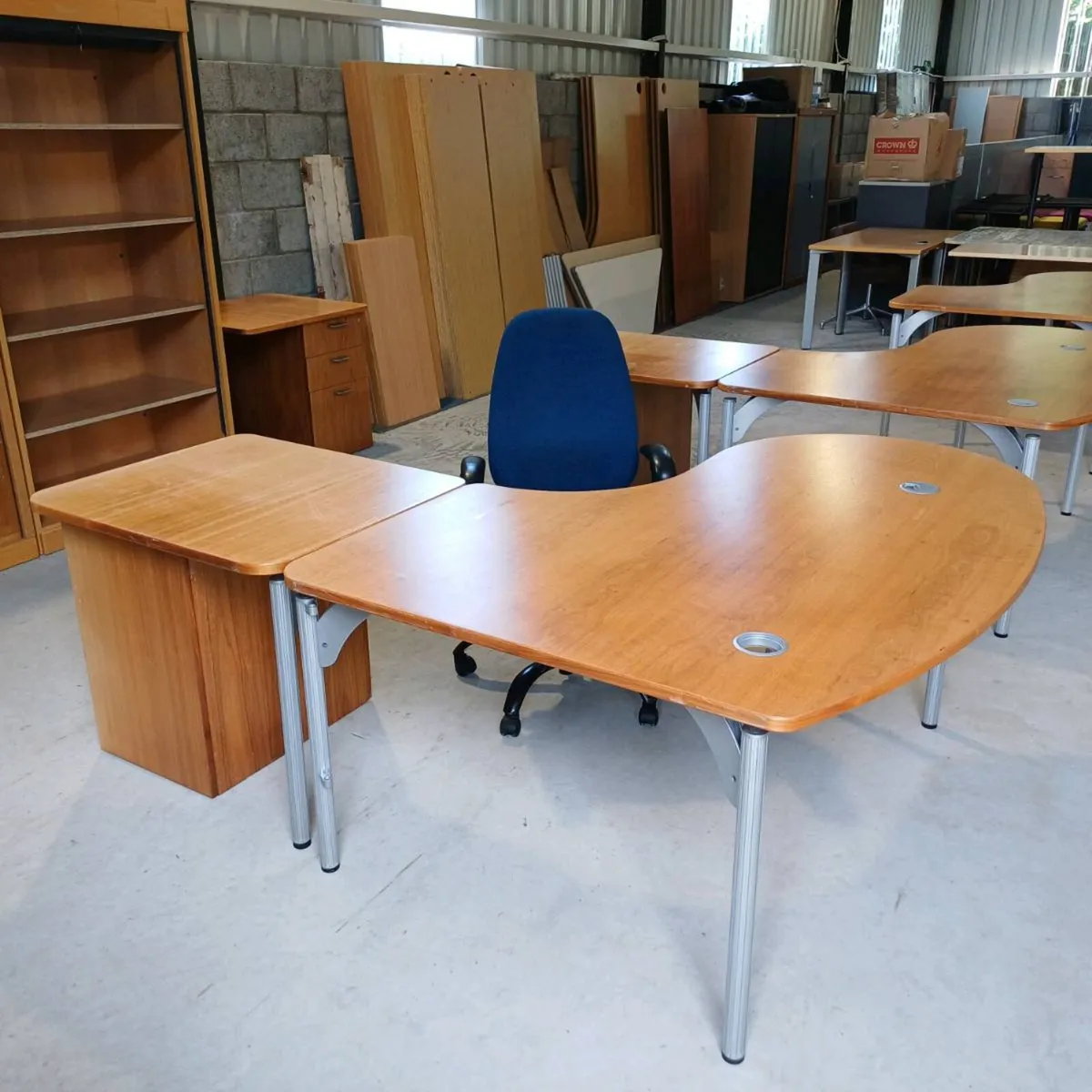 Oval Oak Desks + Pedestals - Image 2