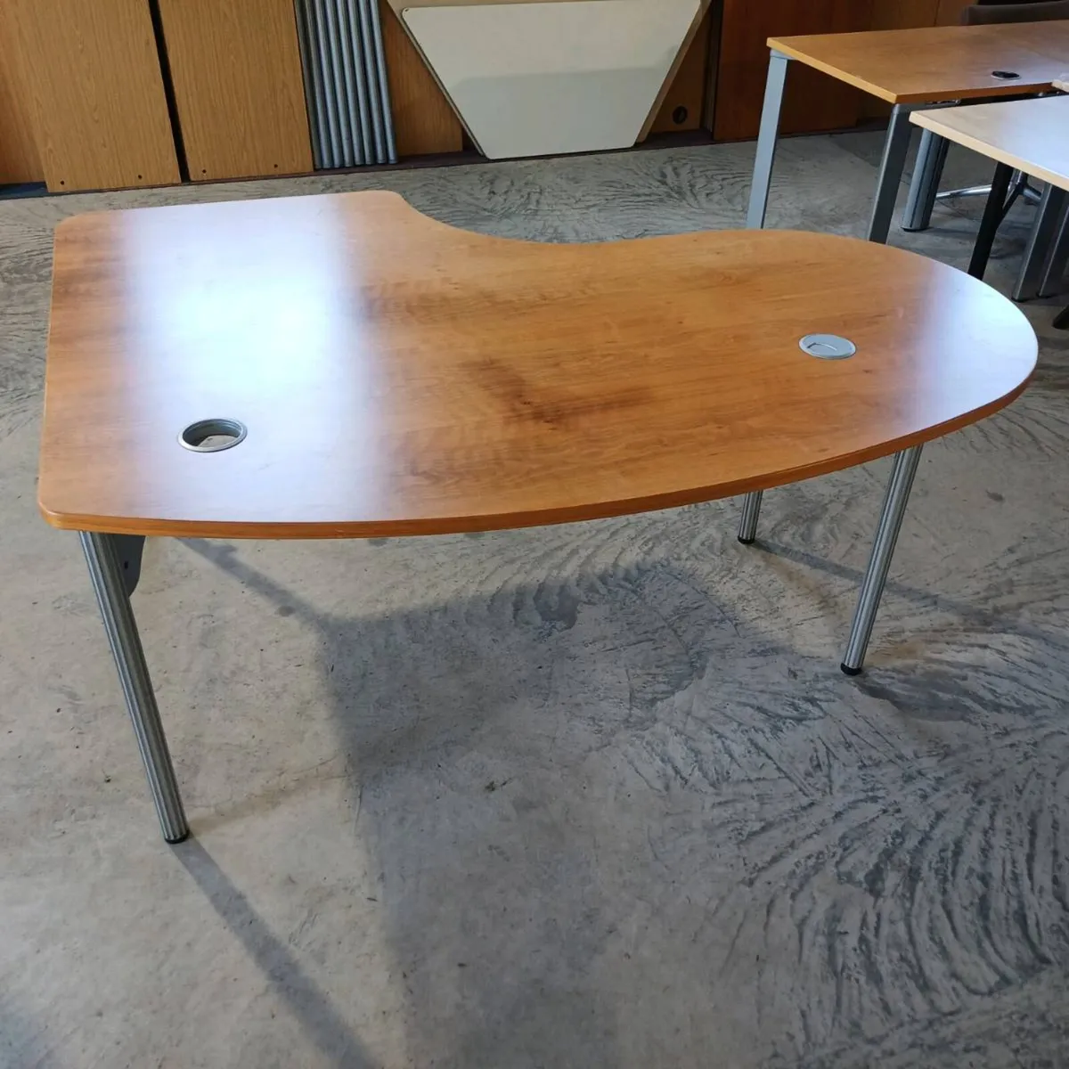 Oval Oak Desks + Pedestals - Image 3
