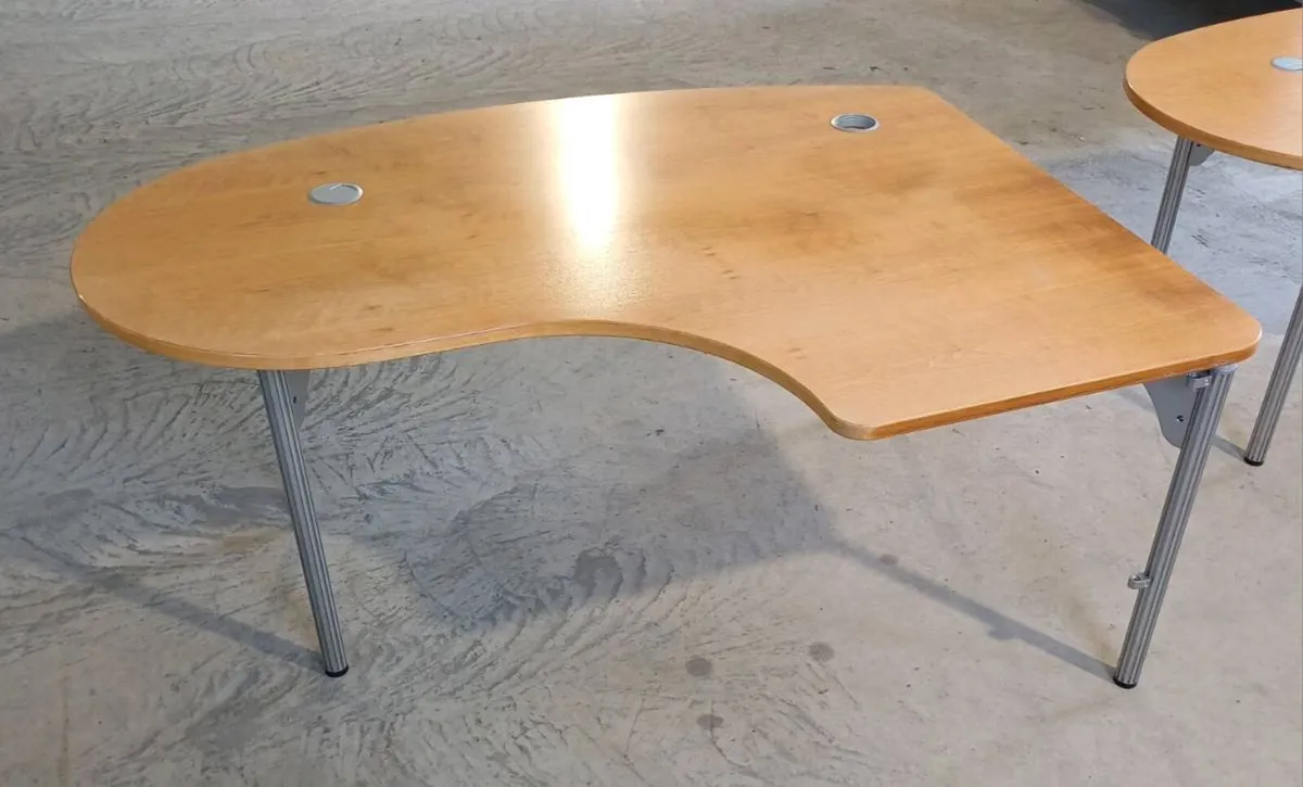 Oval Oak Desks + Pedestals - Image 4