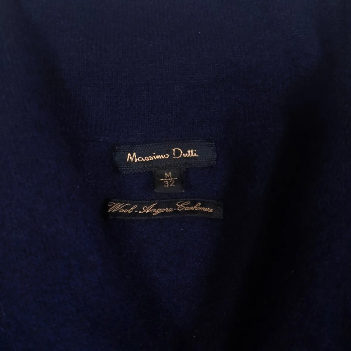 Massimo Dutti Navy Blue Shawl Collar Knit Dress M - Image 3