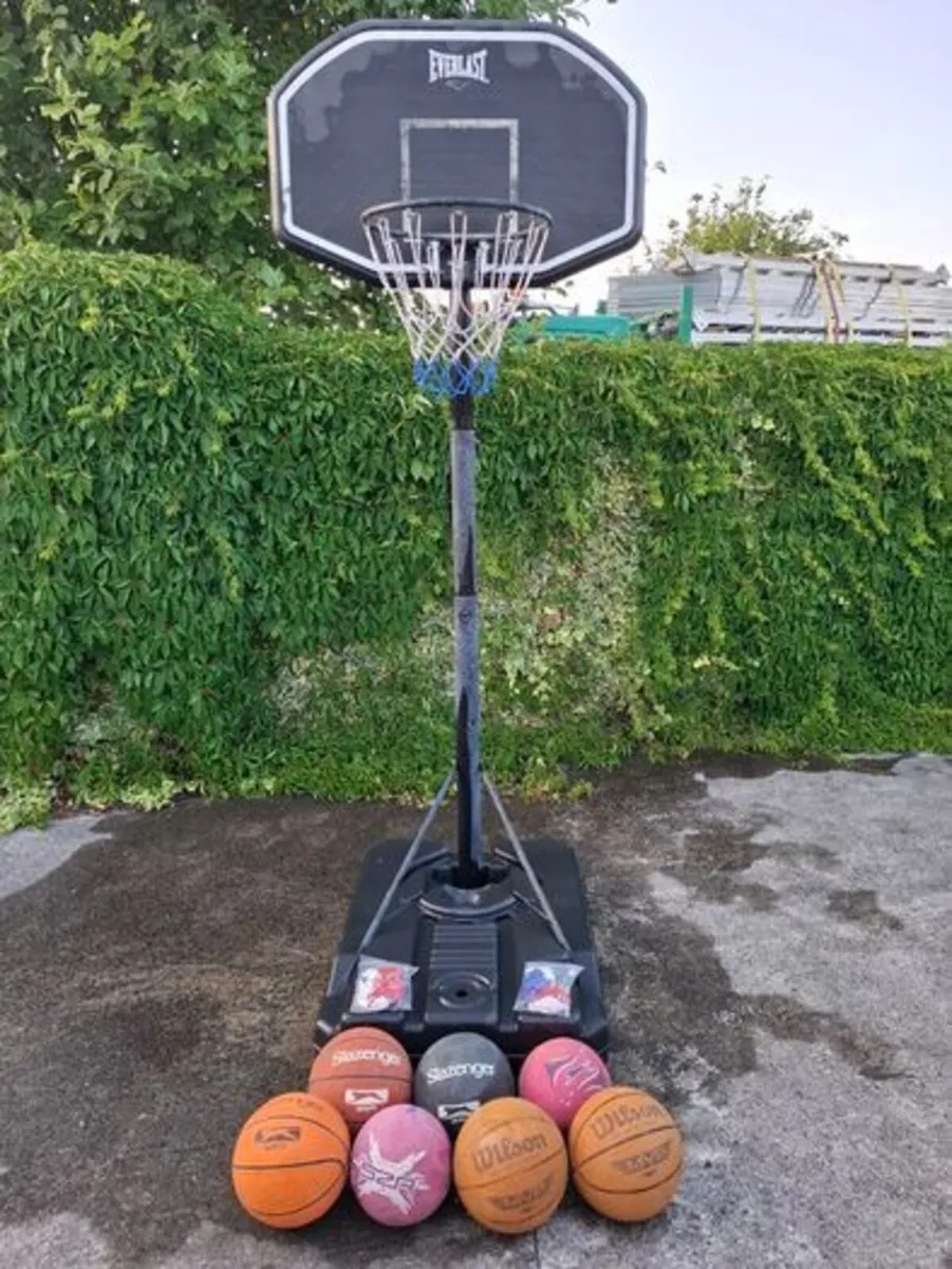 Everlast Basketball Hoop/Stand c/w 7 basket balls - Image 1