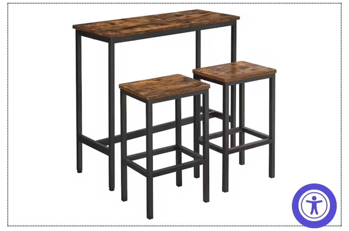 Industrial bar Table sets with 2 stools - Image 1