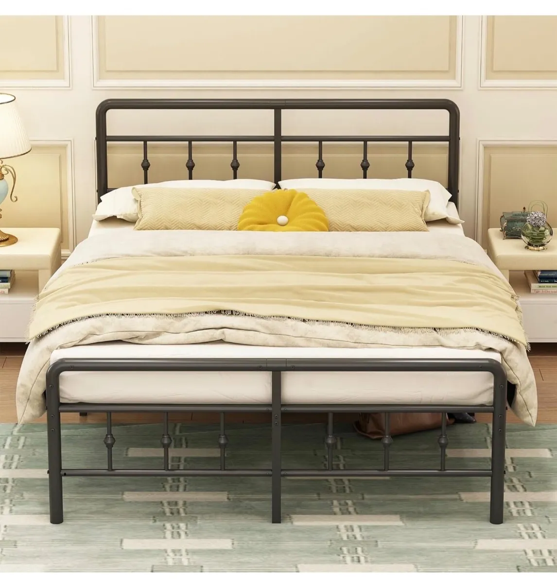 4ft6 Double Bed Frame with Headboard and Footboard - Image 1