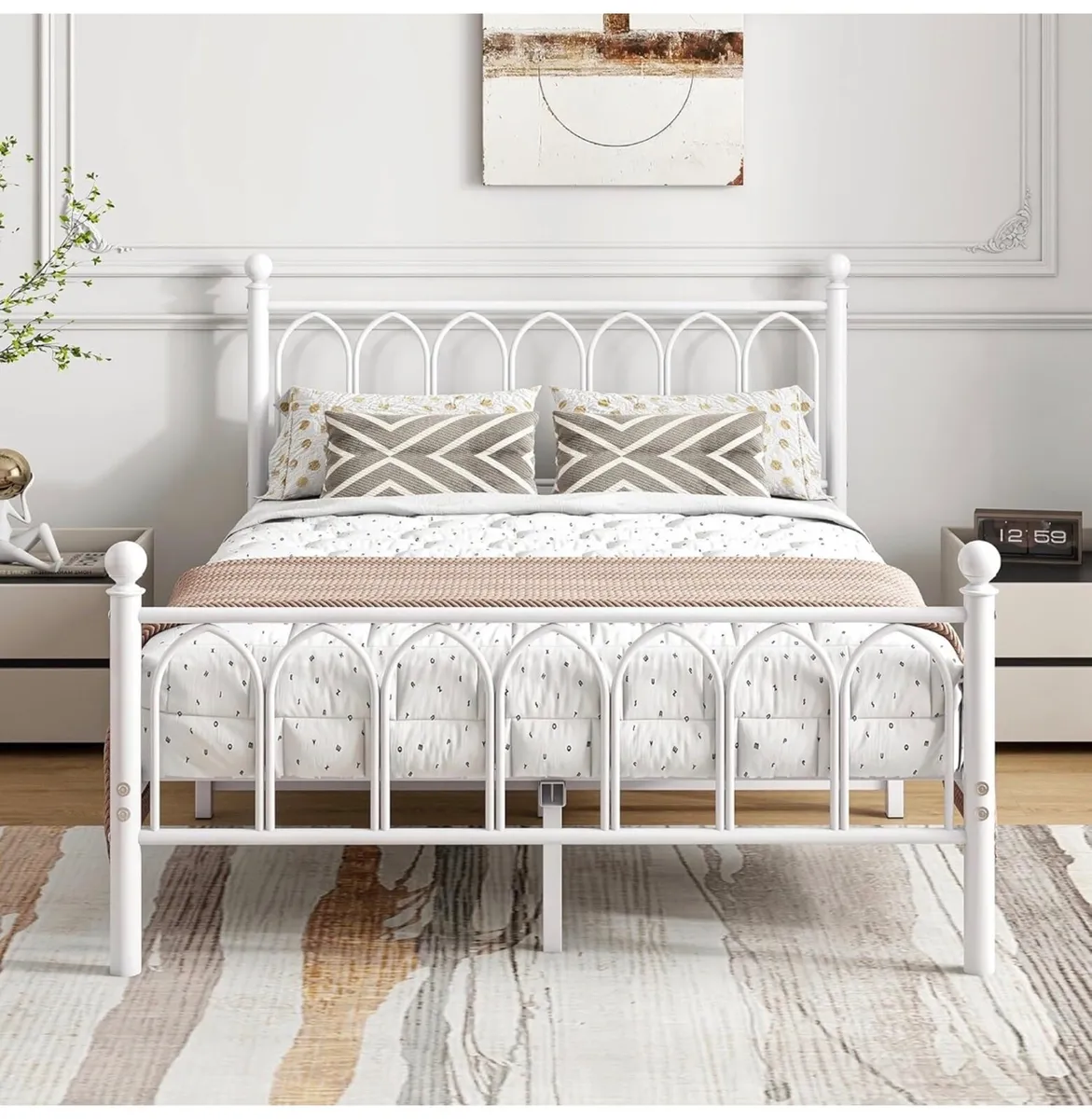 Double Metal Bed Frame 135 x 190 cm with Headboard - Image 1