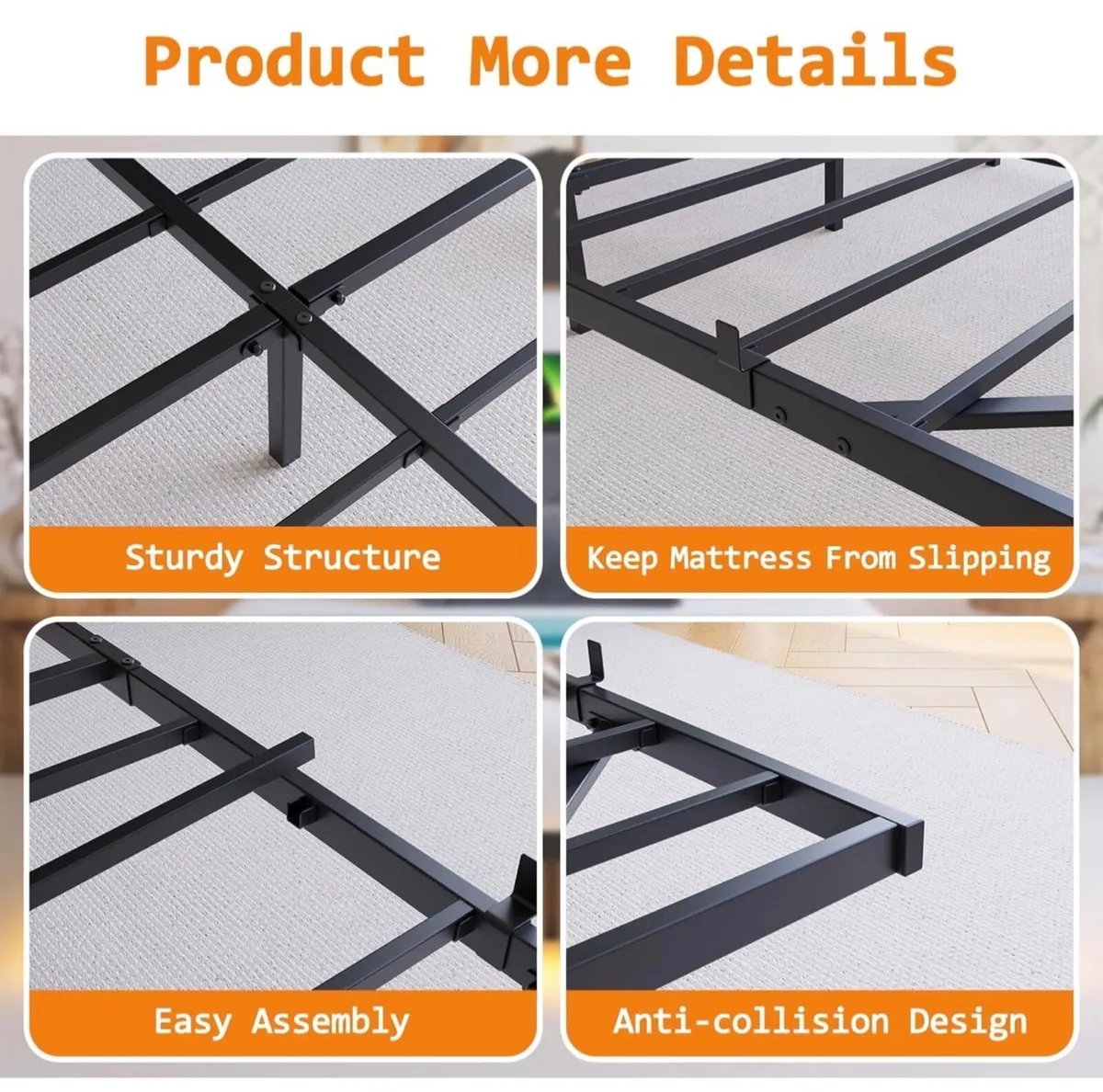 Floating Double Metal Bed Frame with LED Lights & - Image 2