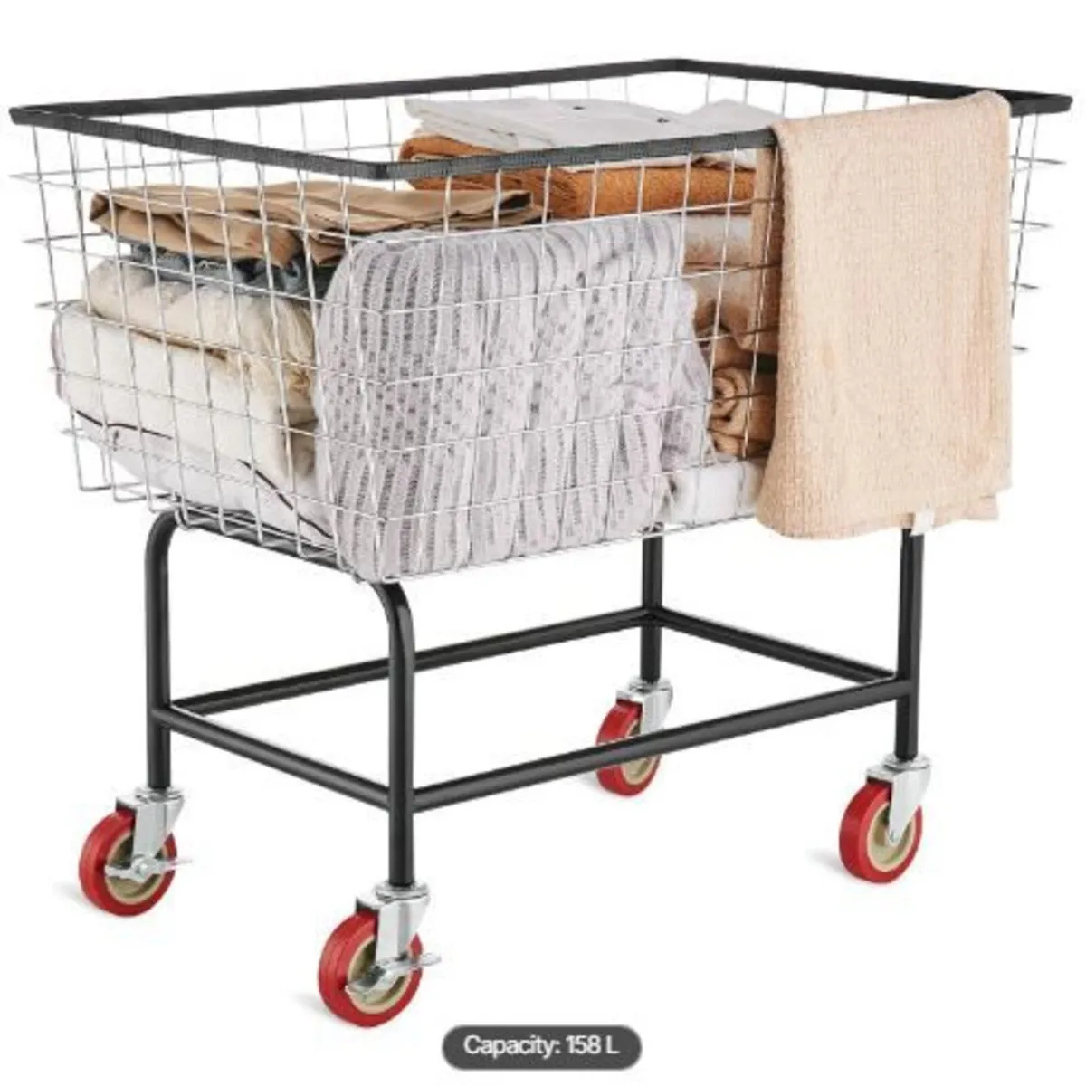 Wire Laundry Cart, 4.5 Bushel Wire Laundry Basket - Image 4
